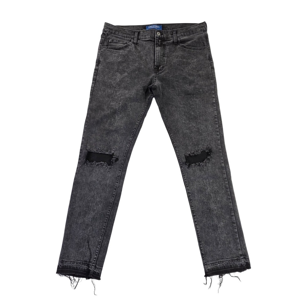 Arizona Jean Co Mens Skinny Destroyed Grey Acid Wash Frayed Stretch Denim 32x29